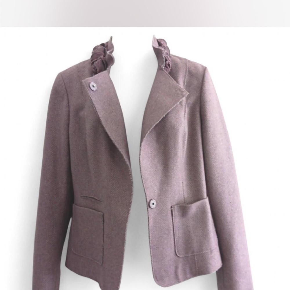 Banana Republic Italian Wool Blazer Size 14 | Lilac Purple Rosette Collar Jacket